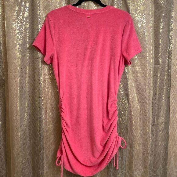 PINK Victorias Secret Hot Pink Terry Ruched Side Tie Dress, XL - Picture 2 of 9